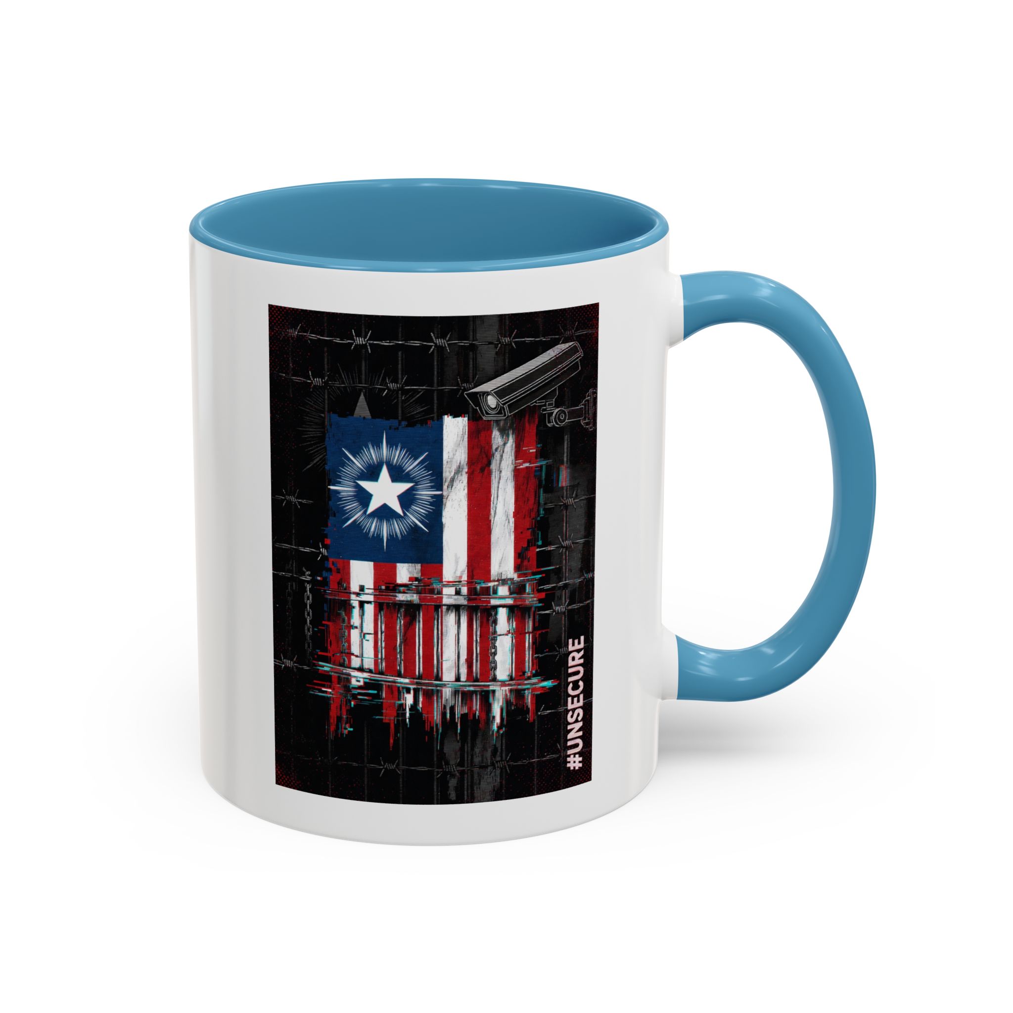 Patriotic Flag Accent Mug — American Flag on Fence Design (11/15oz) - Image 22