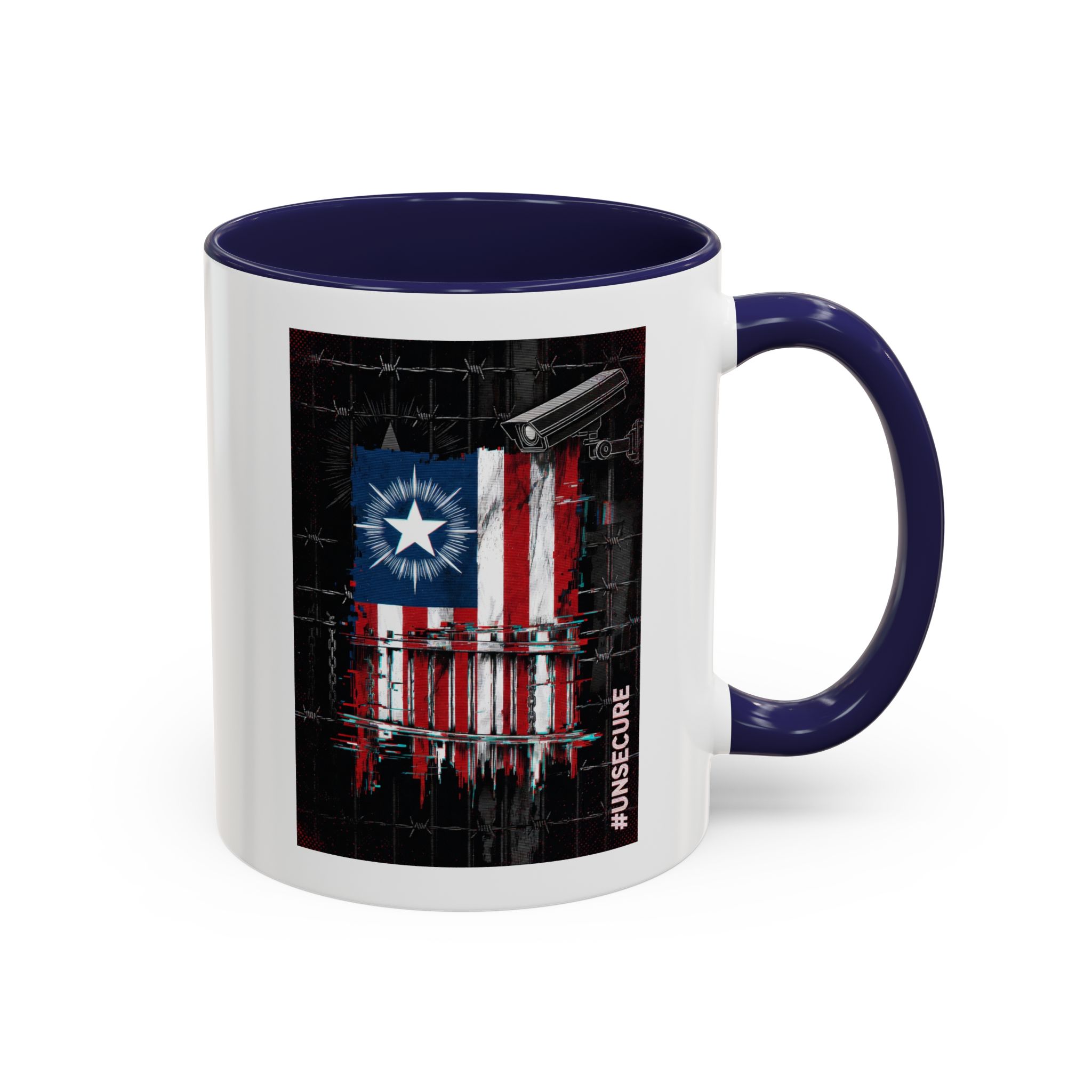 Patriotic Flag Accent Mug — American Flag on Fence Design (11/15oz) - Image 7