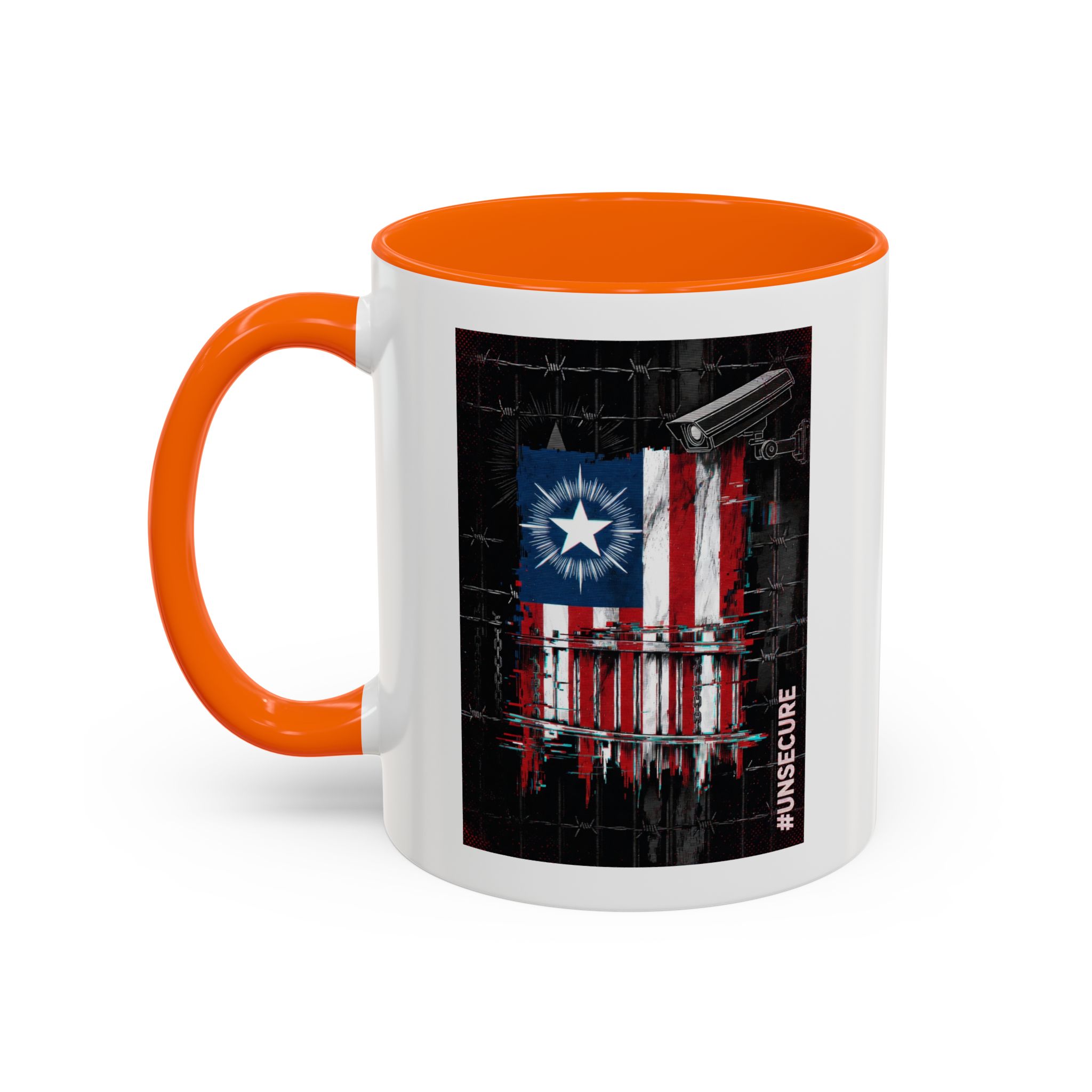 Patriotic Flag Accent Mug — American Flag on Fence Design (11/15oz) - Image 27