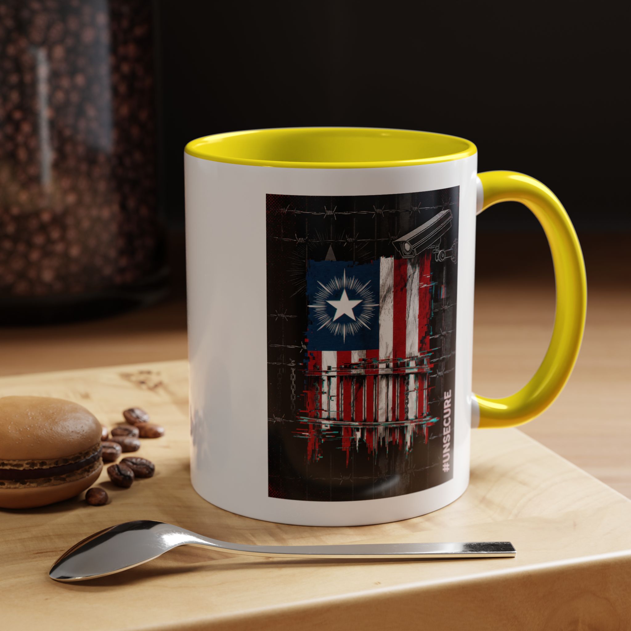Patriotic Flag Accent Mug — American Flag on Fence Design (11/15oz) - Image 34