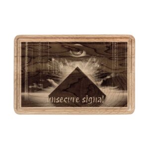 Engraved Pyramid Eye Wooden Cutting Board — "Insecure Signal" Design