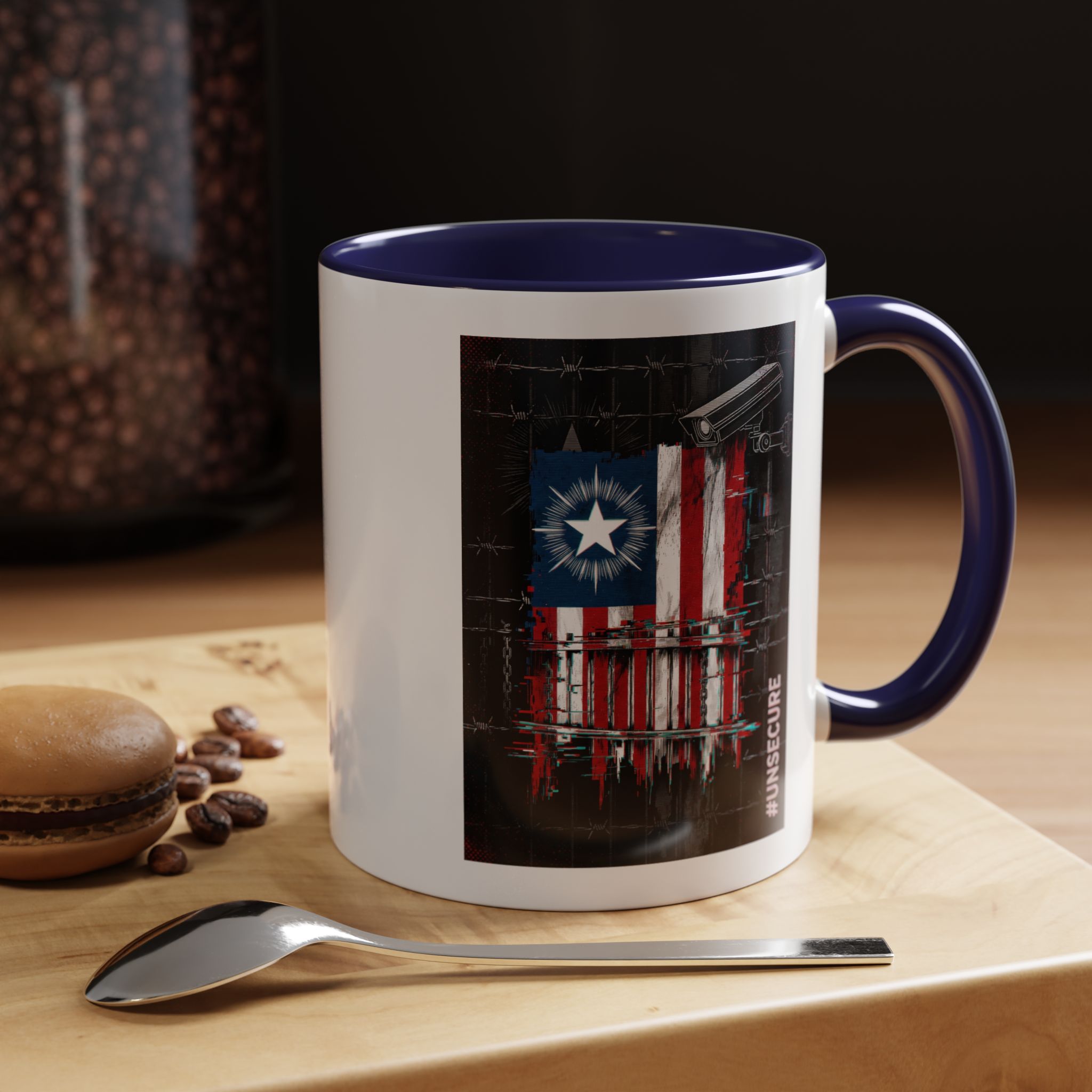 Patriotic Flag Accent Mug — American Flag on Fence Design (11/15oz) - Image 10