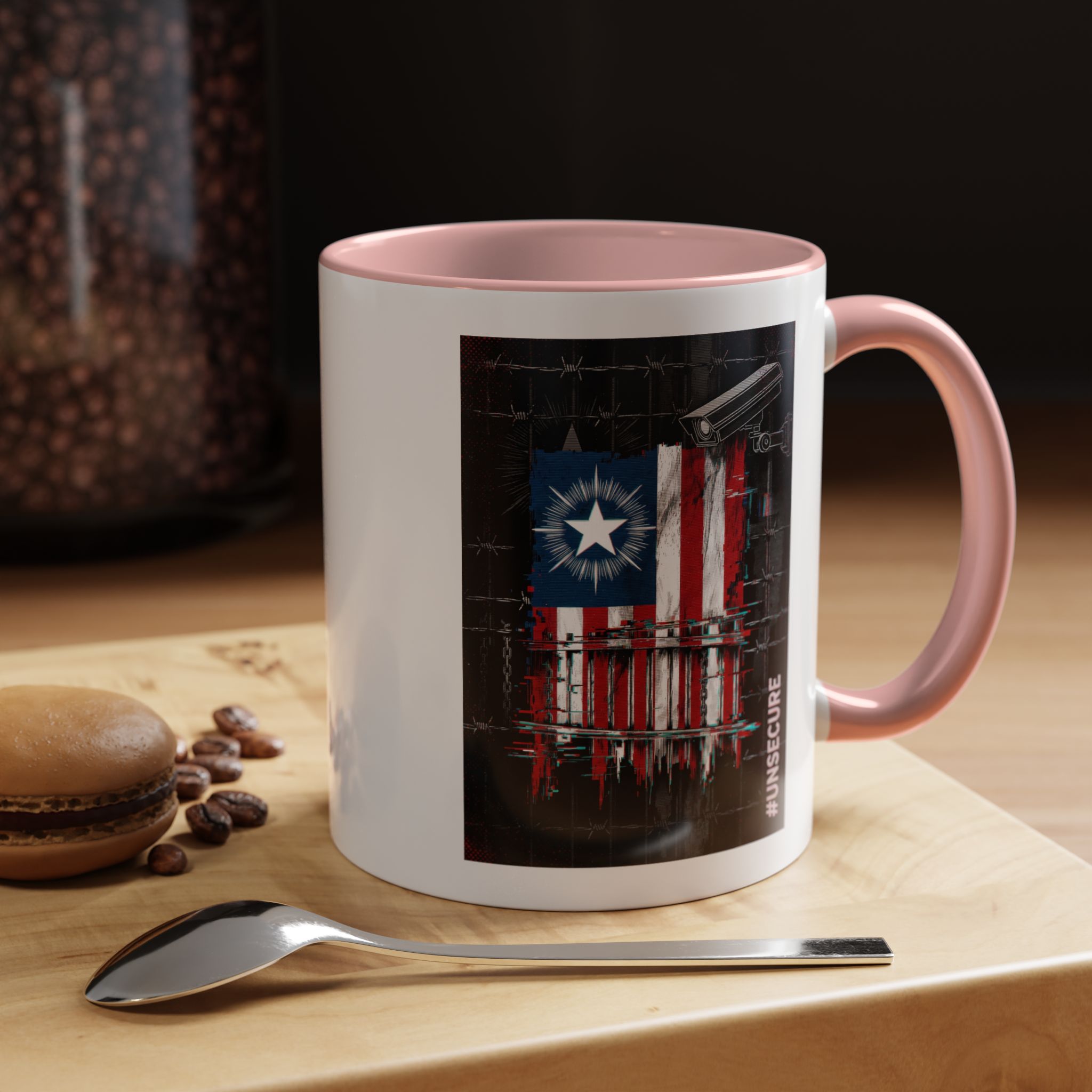 Patriotic Flag Accent Mug — American Flag on Fence Design (11/15oz) - Image 15