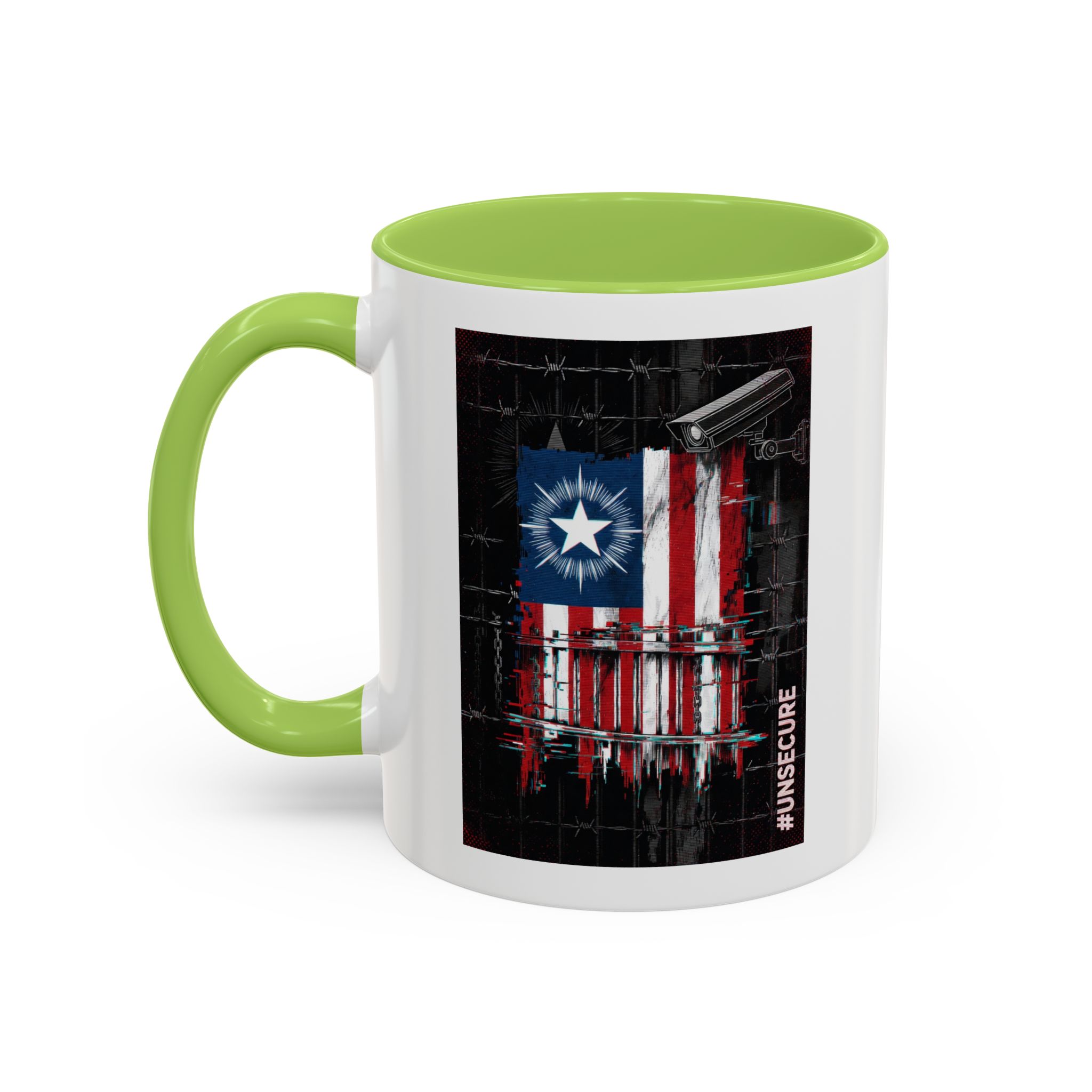 Patriotic Flag Accent Mug — American Flag on Fence Design (11/15oz) - Image 37