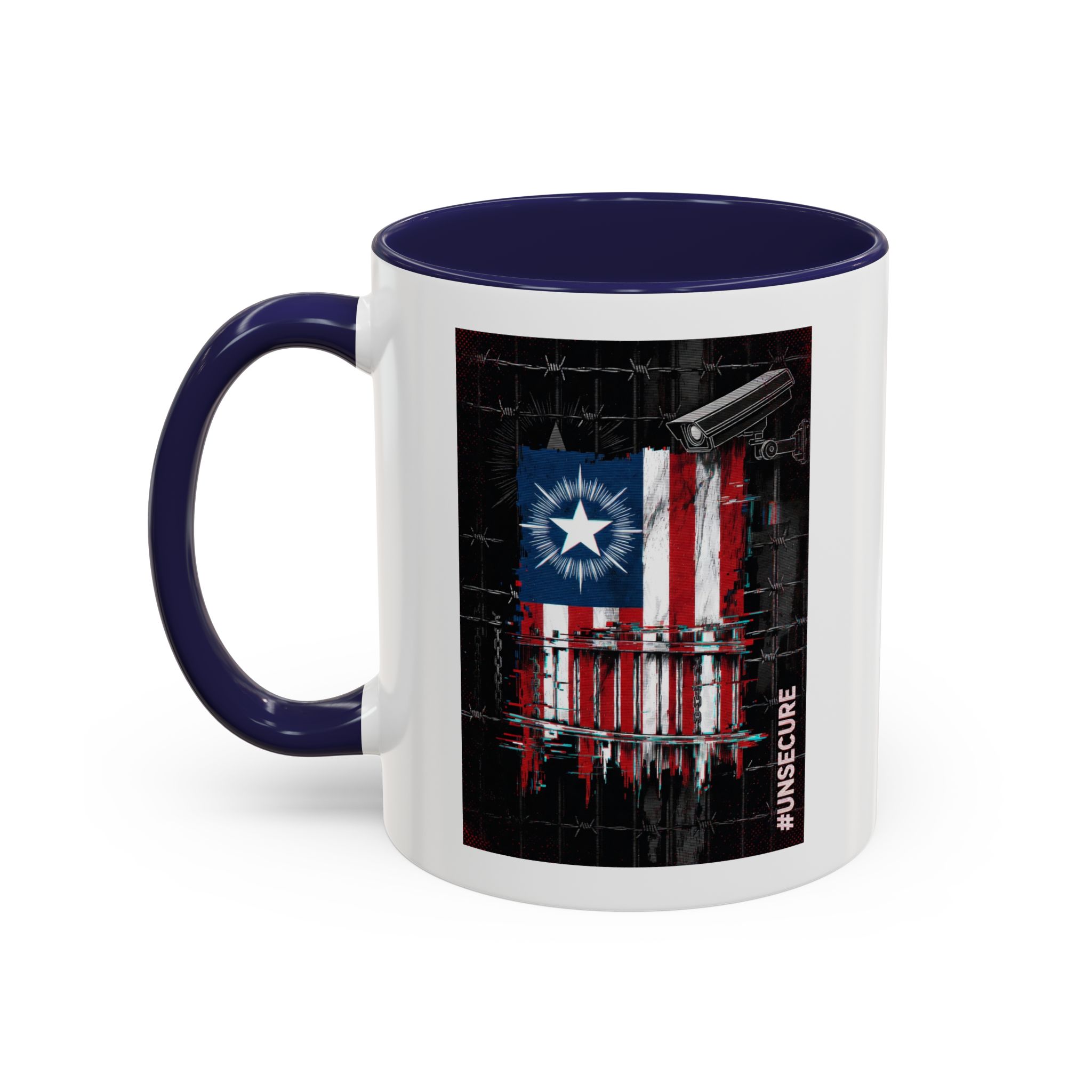 Patriotic Flag Accent Mug — American Flag on Fence Design (11/15oz) - Image 8