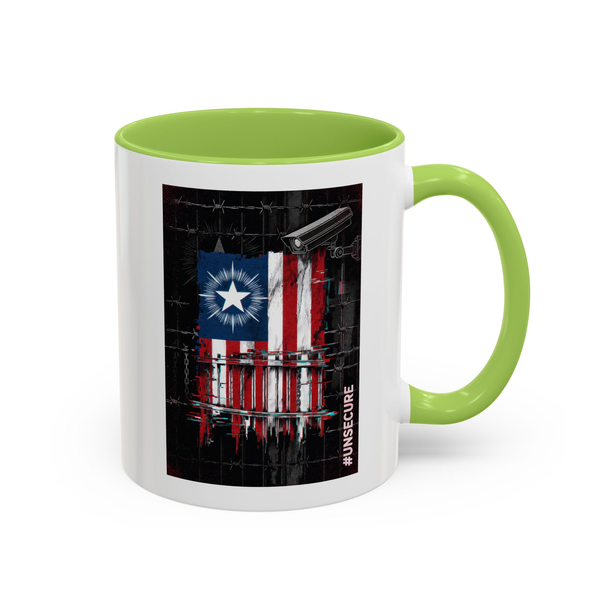 Patriotic Flag Accent Mug — American Flag on Fence Design (11/15oz) - Image 36