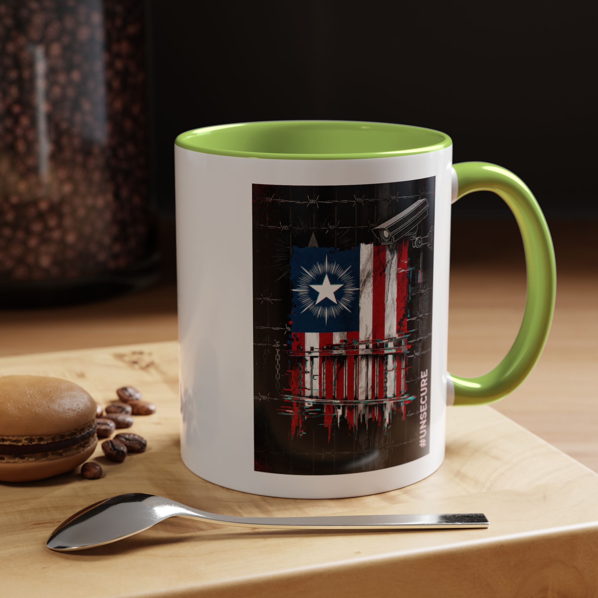 Patriotic Flag Accent Mug — American Flag on Fence Design (11/15oz) - Image 39