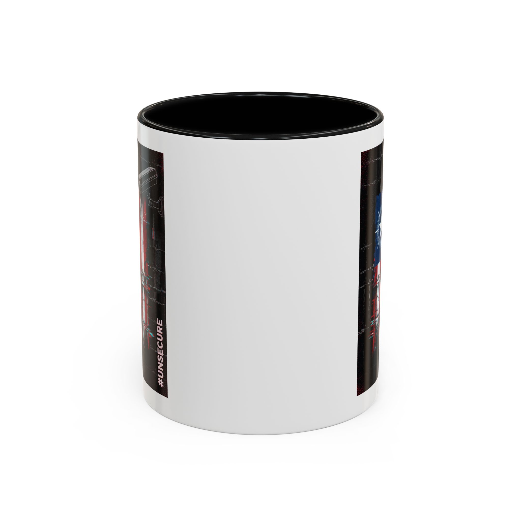 Patriotic Flag Accent Mug — American Flag on Fence Design (11/15oz) - Image 2