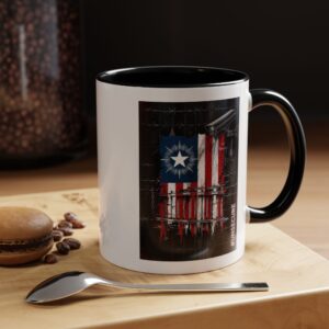 Patriotic Flag Accent Mug — American Flag on Fence Design (11/15oz)