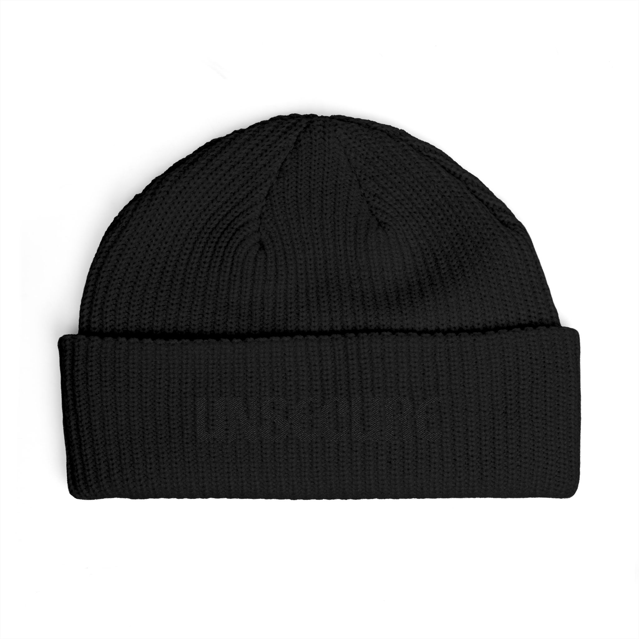 Embroidered "UNSECURE" Cuff Beanie – Knit Winter Hat for Streetwear & Edgy Gifts - Image 2