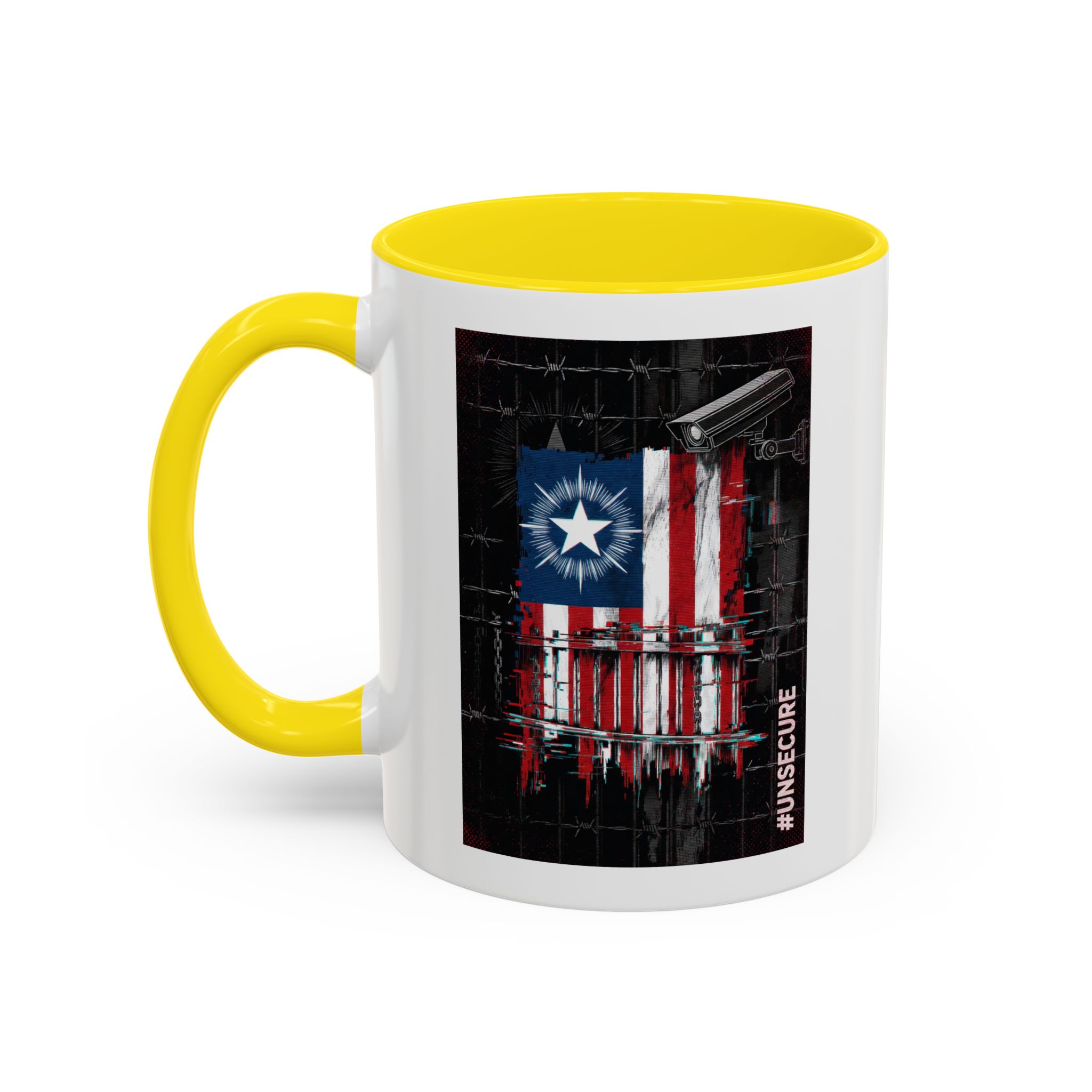 Patriotic Flag Accent Mug — American Flag on Fence Design (11/15oz) - Image 32