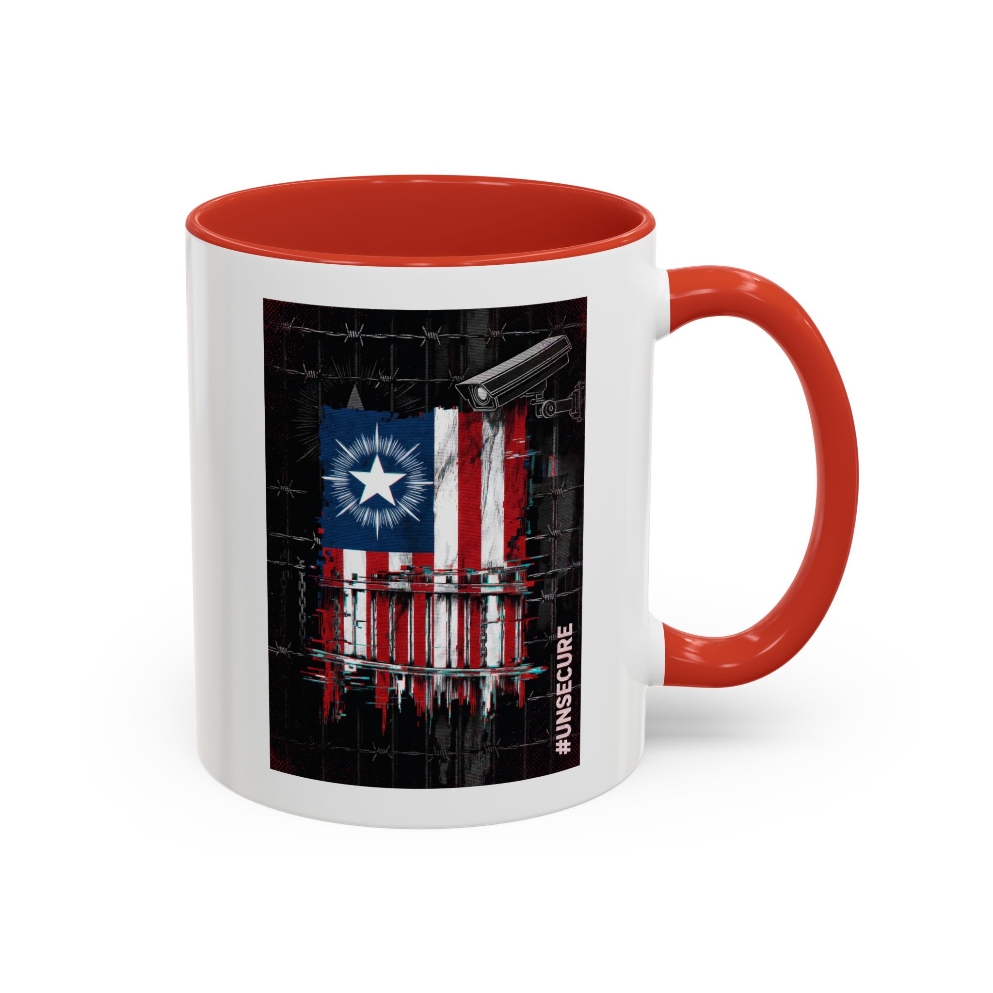 Patriotic Flag Accent Mug — American Flag on Fence Design (11/15oz) - Image 17