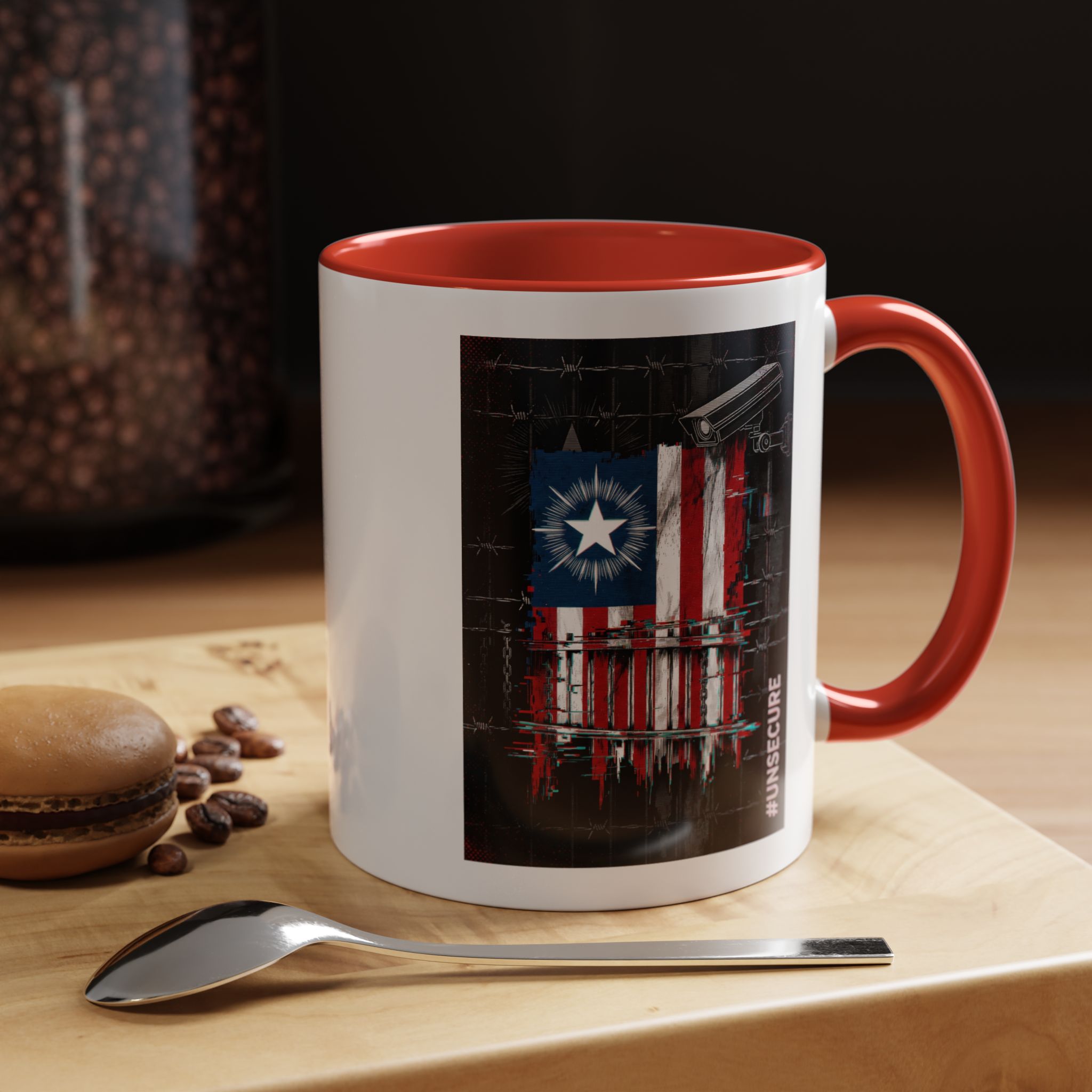 Patriotic Flag Accent Mug — American Flag on Fence Design (11/15oz) - Image 20