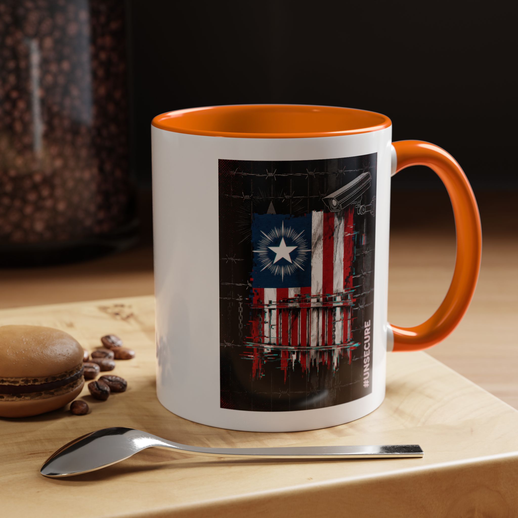 Patriotic Flag Accent Mug — American Flag on Fence Design (11/15oz) - Image 29