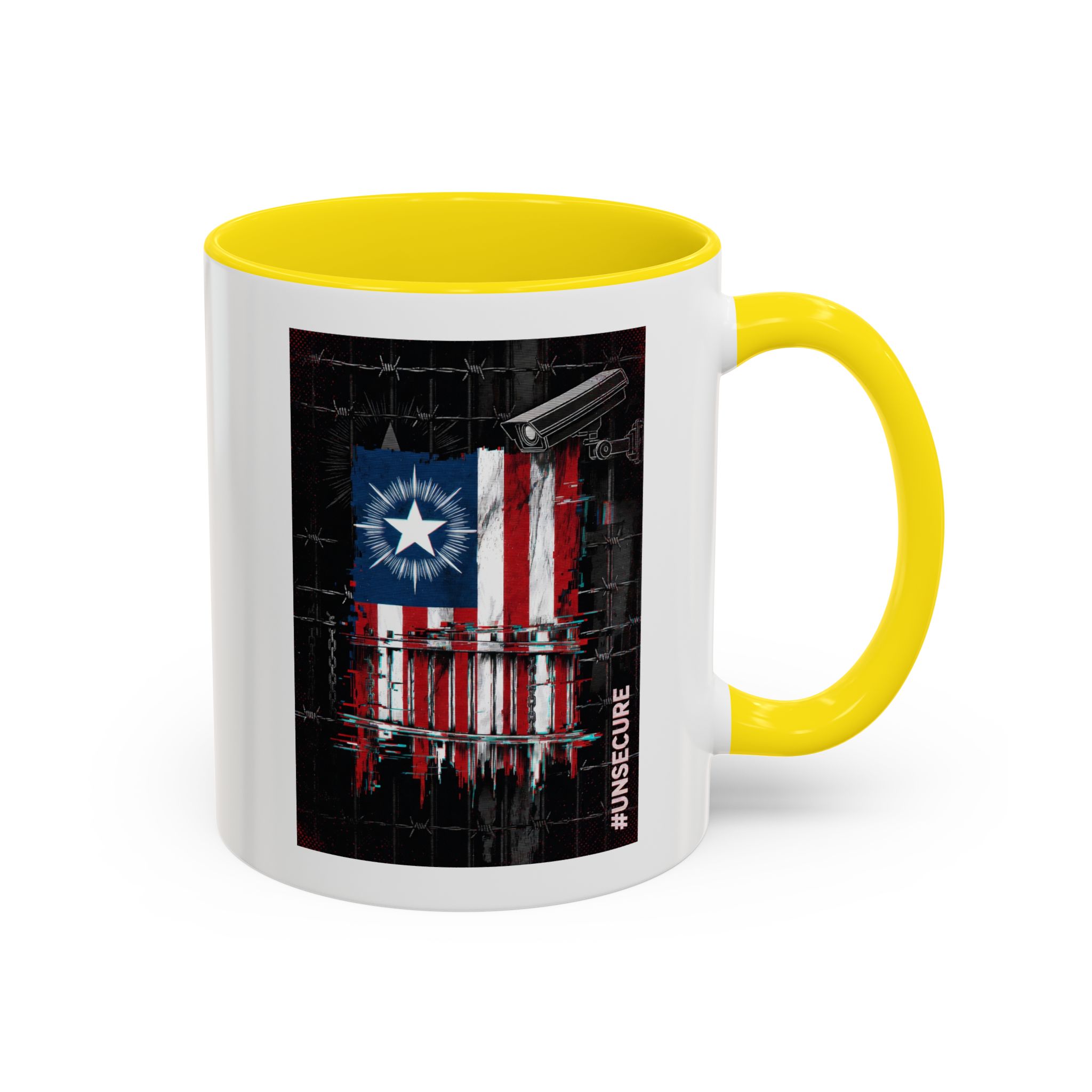 Patriotic Flag Accent Mug — American Flag on Fence Design (11/15oz) - Image 31
