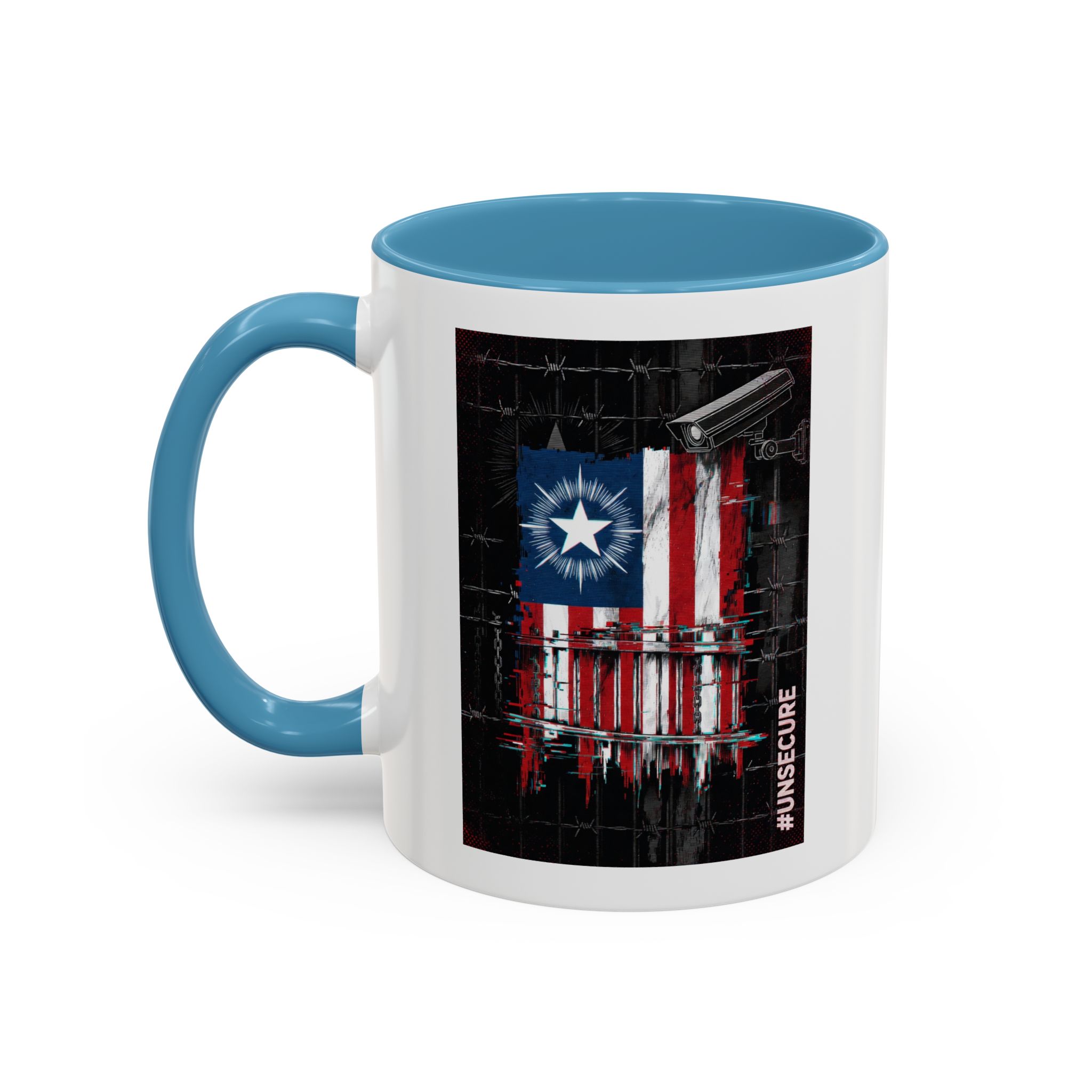 Patriotic Flag Accent Mug — American Flag on Fence Design (11/15oz) - Image 23