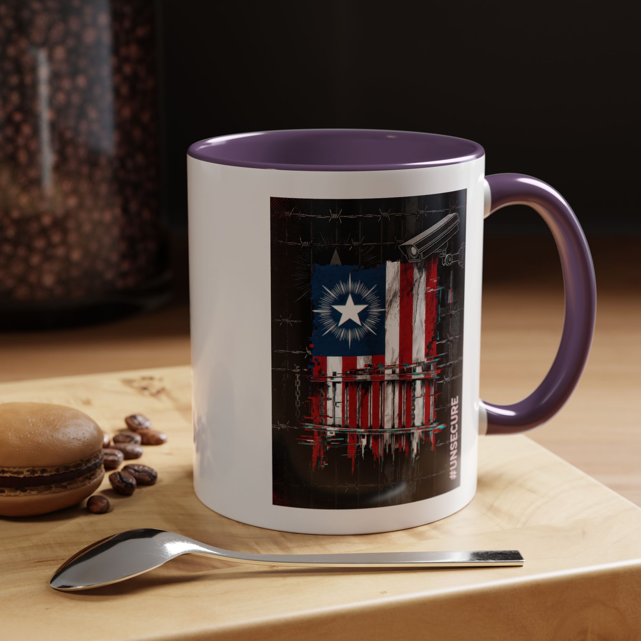 Patriotic Flag Accent Mug — American Flag on Fence Design (11/15oz) - Image 44