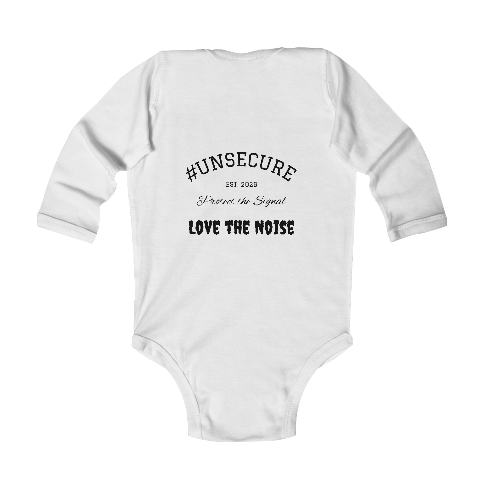Unsecure 'Love the Noise' Infant Bodysuit — Baby Long Sleeve Onesie with Soundwave Logo - Image 2