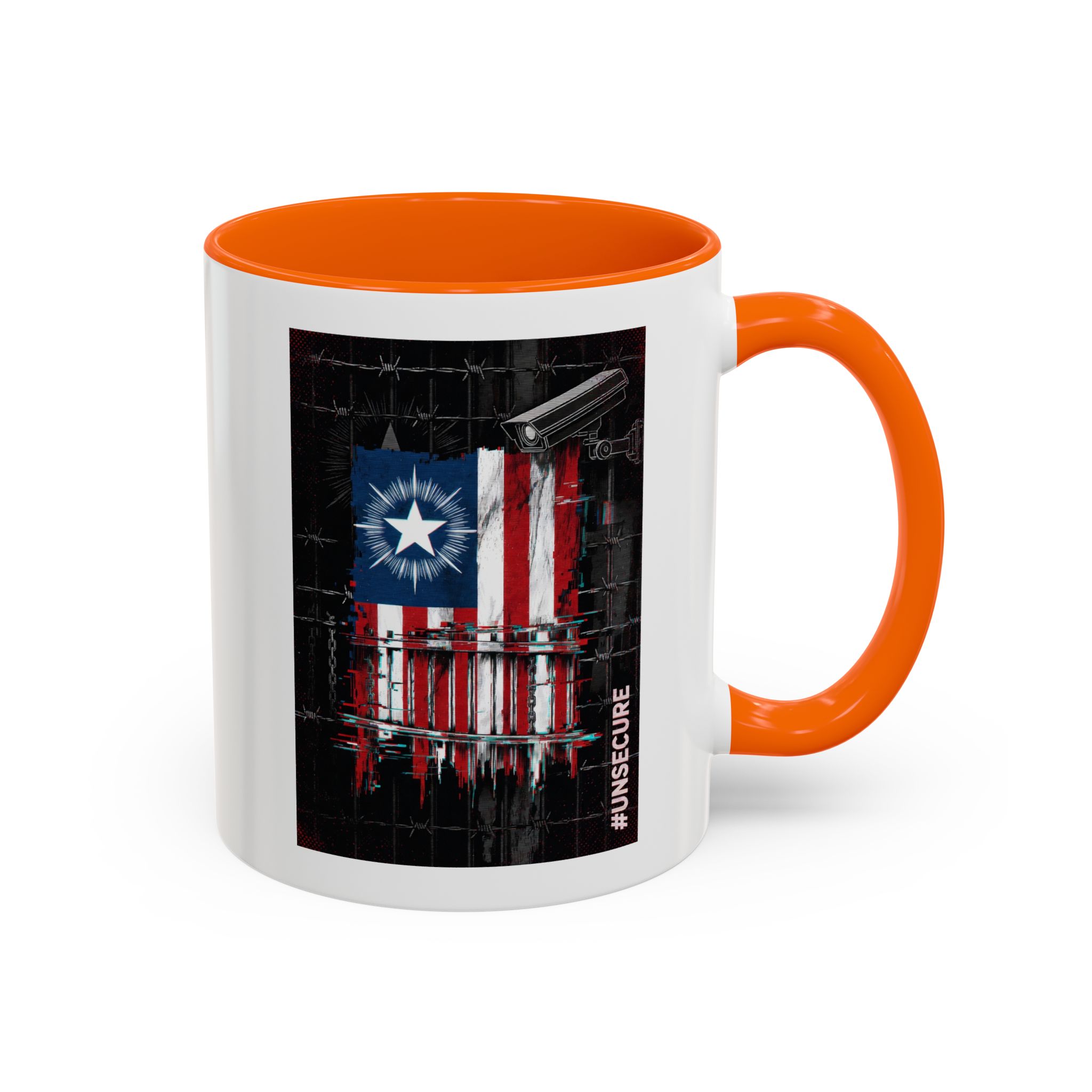 Patriotic Flag Accent Mug — American Flag on Fence Design (11/15oz) - Image 26